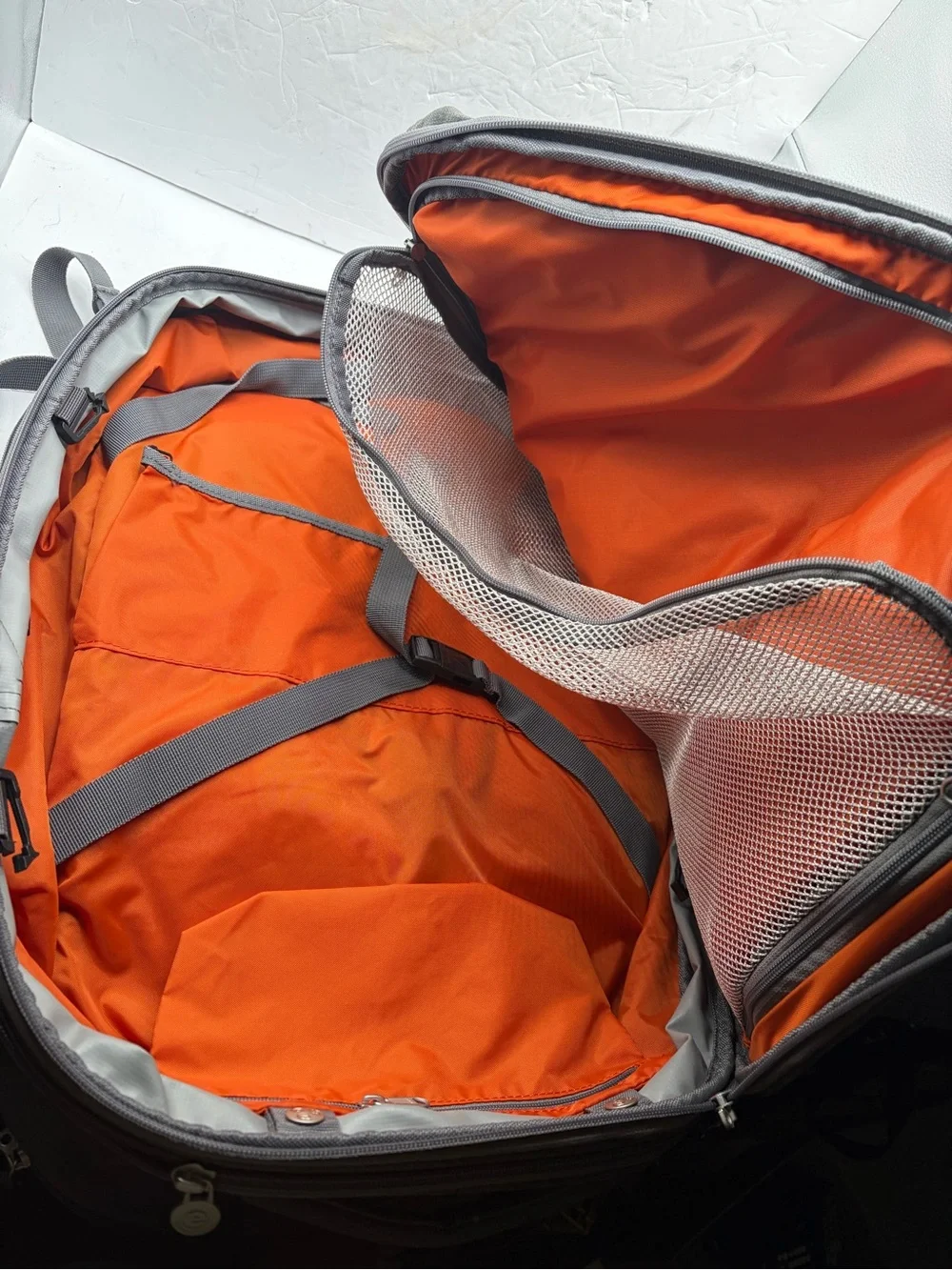 EBags Mother Lode Gray Expandable Convertible Backpack Multi Pocket Orange Lin